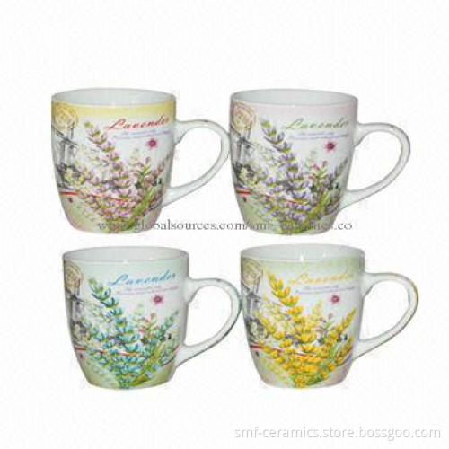 12oz Ceramic Mugs with Customized Designs, LFGB, 84/500/EEC Contact Food-grade